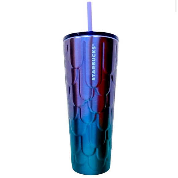 Starbucks Mermaid Scales Stainless Tumbler Ombre Steel Glitter Cup 24oz NWT 2023 - Picture 4 of 13